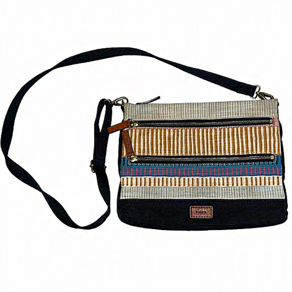 Fossil zipper Stripped women’s Cross‎ Body Bag purse Adjustable removable